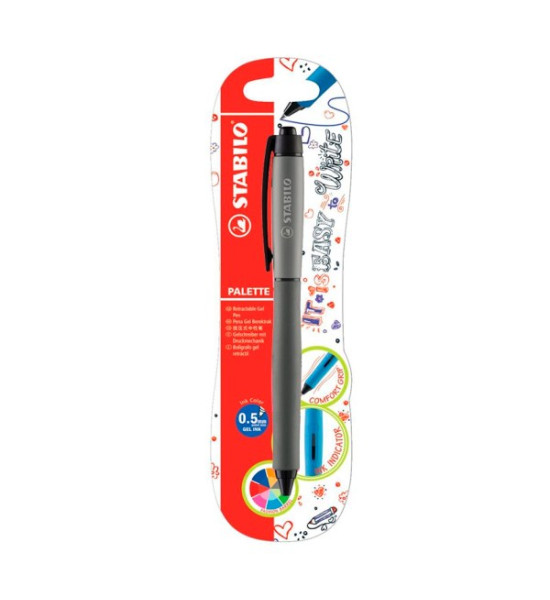 Rollerball Retractil, Palette, Punta X-Fina 0.3 mm, Tinta Negra - Cuerpo Gris, Pack x 1 Und,